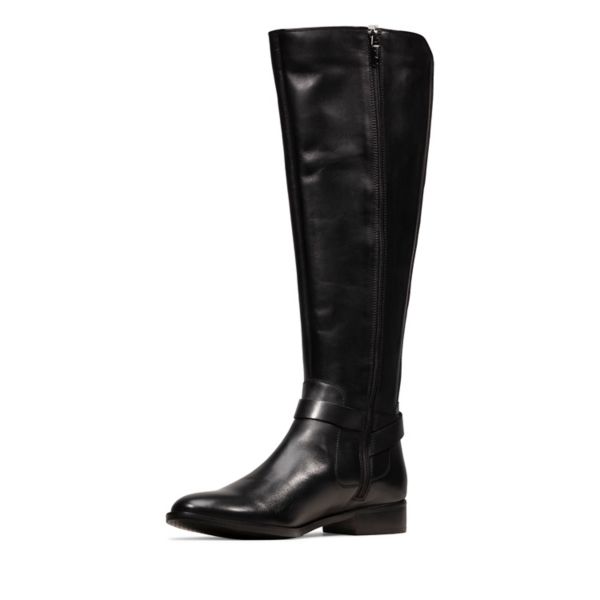 Clarks Womens Netley Whirl Knee High Boots Black | UK-3529468